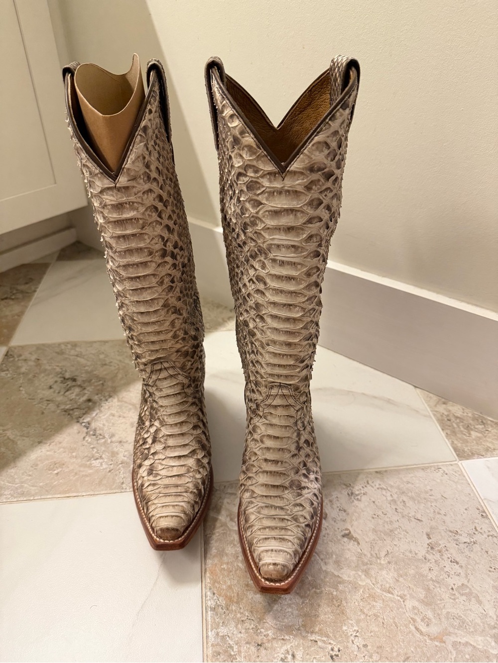 Idyllwind Beige Snakeskin Over-the-Knee Cowboy Boots